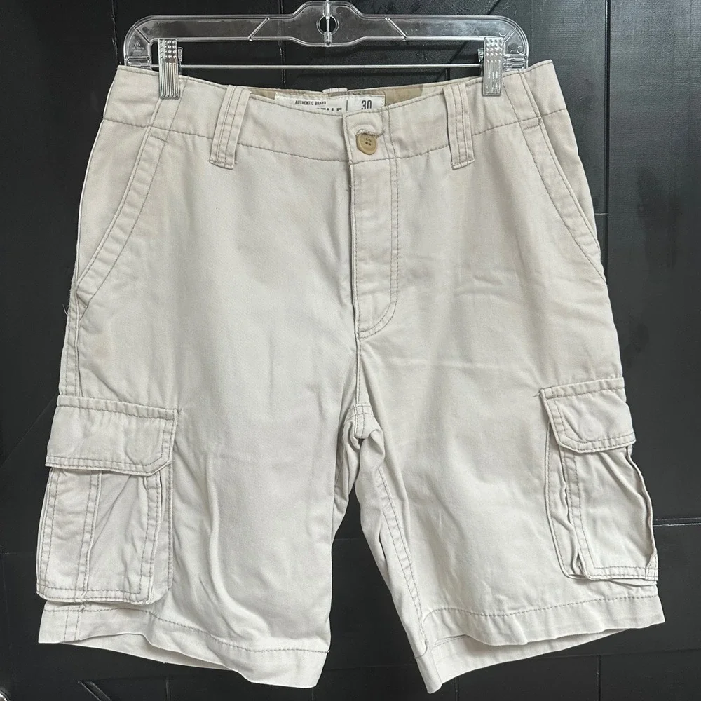 Aeropostale Mens Cargo Shorts Khaki‎ Tan Cotton Size 30